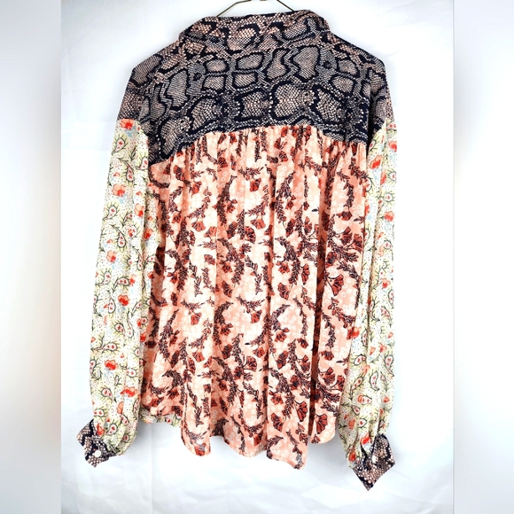 Free People Floral Snake Print Blouse - Picture 2 of 7